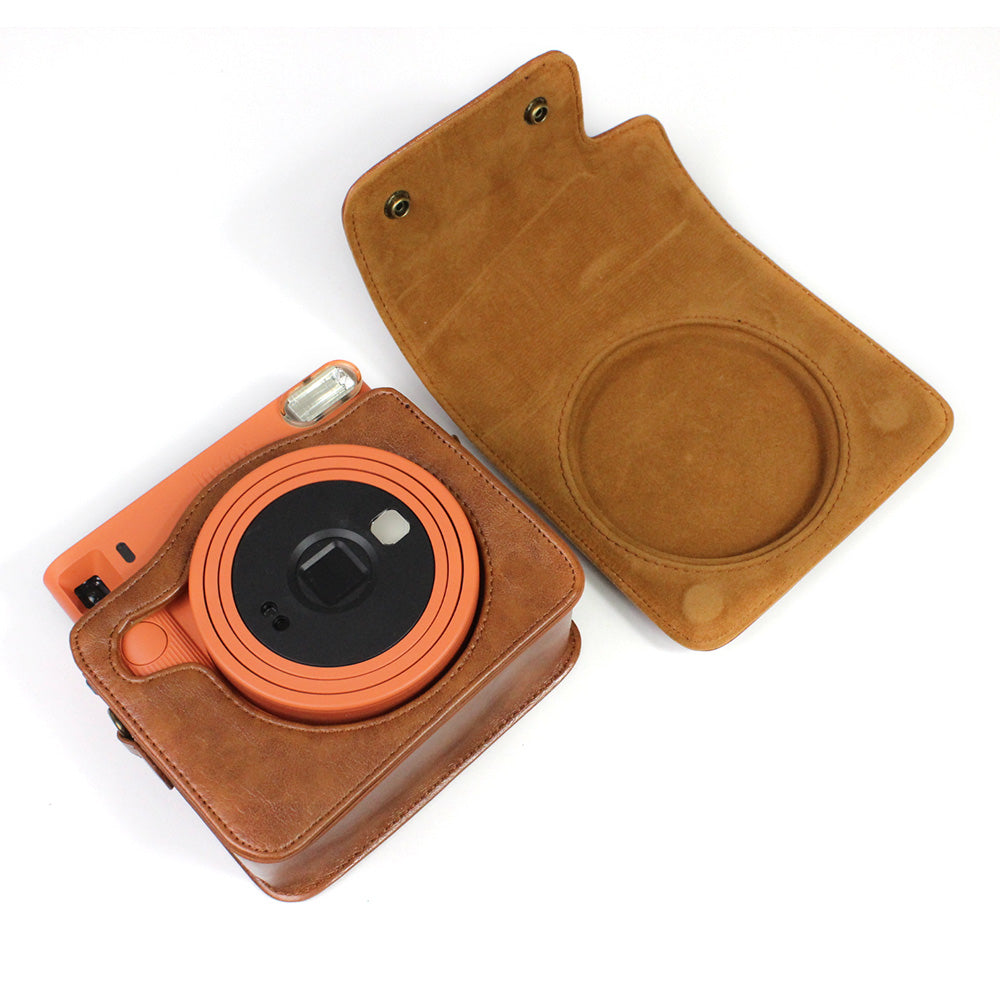 PU Leather Camera Case Cover for Instax Square SQ1 Camera Bag - Brown