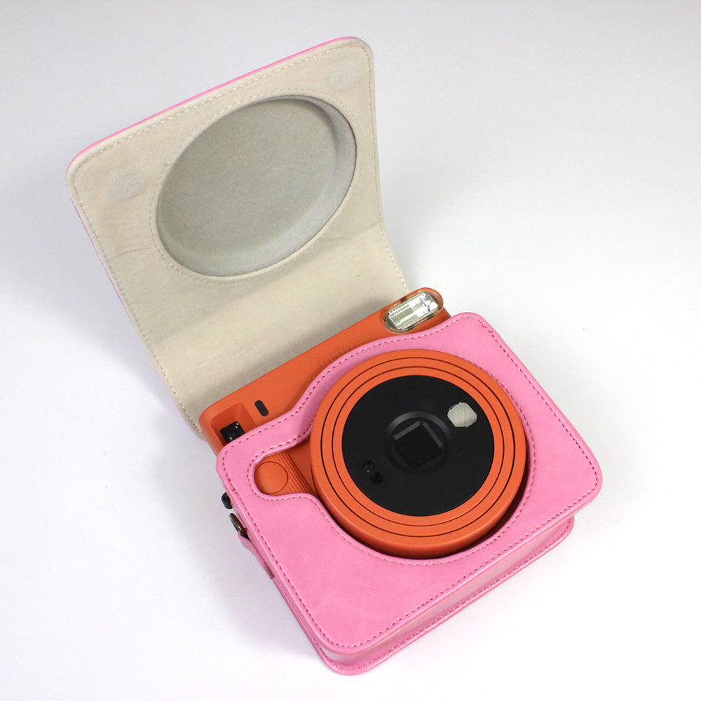 PU Leather Camera Case Cover for Instax Square SQ1 Camera Bag - Pink