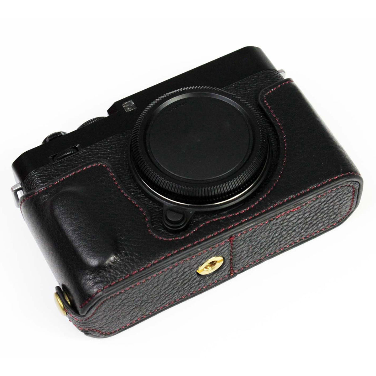 Genuine Leather Camera Bag Bottom Case Half Body Cover Protector with Battery Opening for Fuji X-E4 - Black