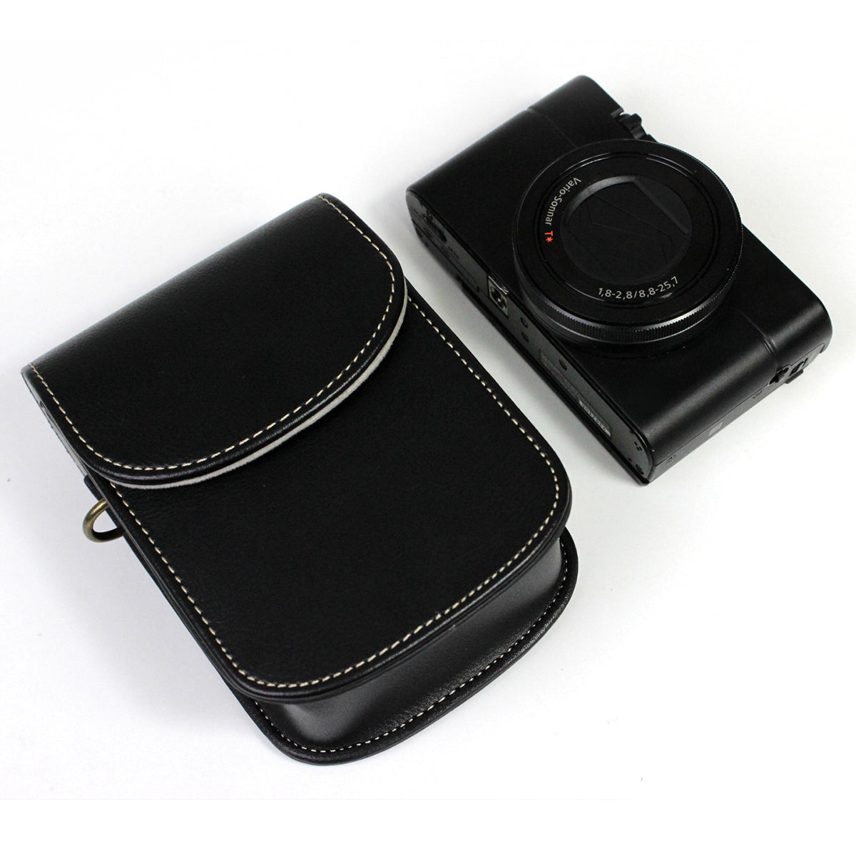 Camera Bag PU Leather Protective Case with Shoulder Strap for Canon Ricoh Sony Olympus - Brown