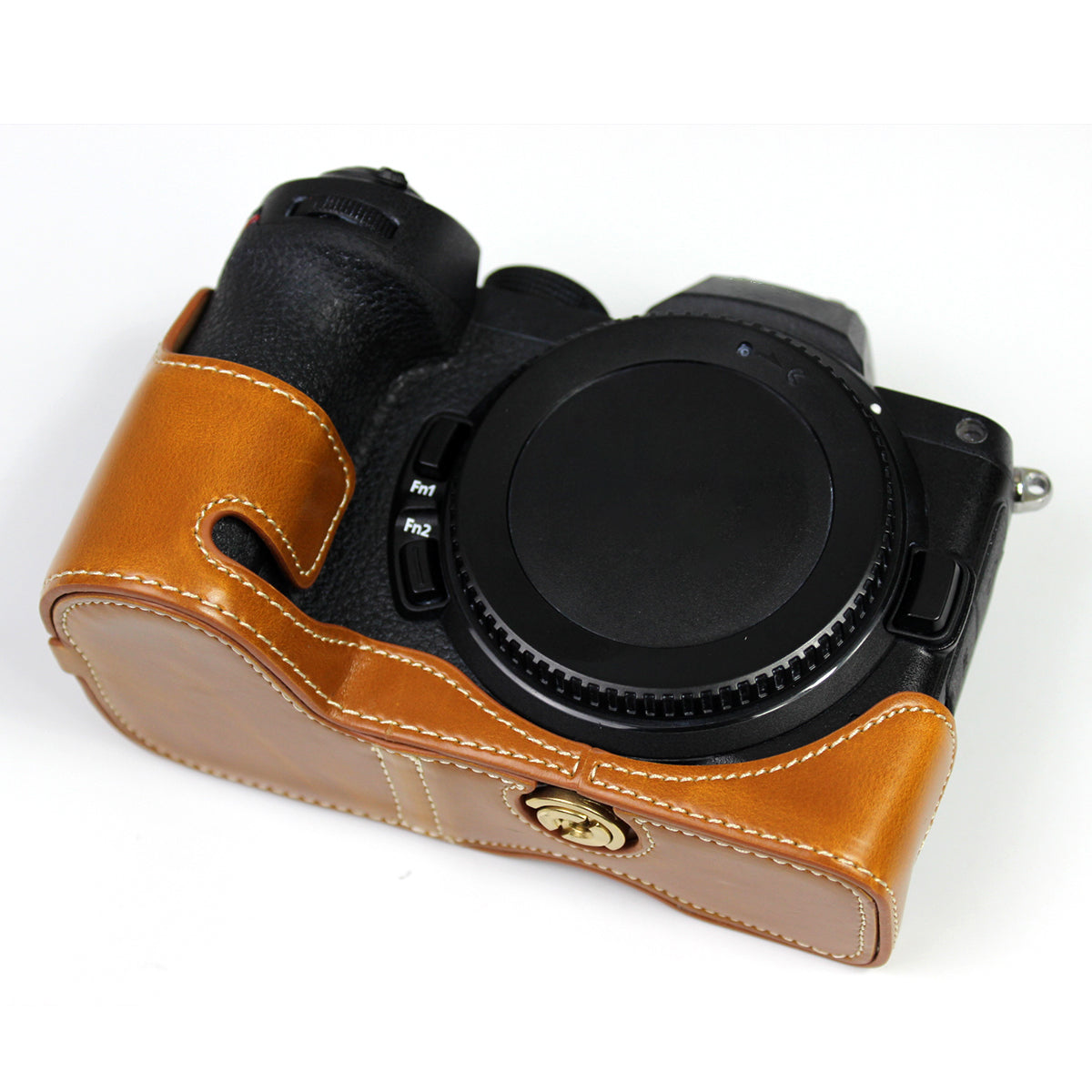 PU Leather Camera Protection Bottom Case Bag Half Body Cover with Battery Opening for Nikon Z5/Z6/Z7/Z6II/Z62/Z7II/Z72 - Brown