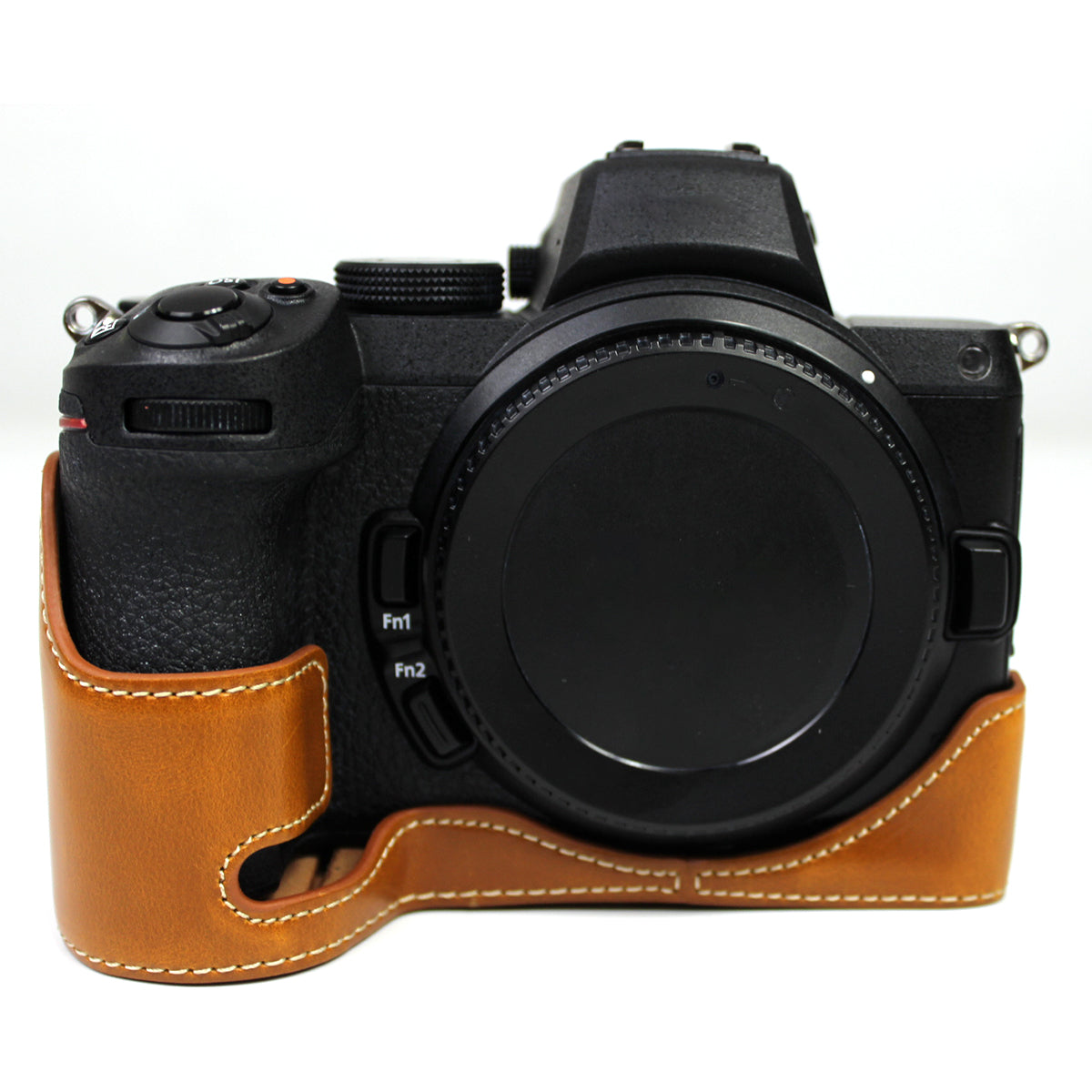 PU Leather Camera Protection Bottom Case Bag Half Body Cover with Battery Opening for Nikon Z5/Z6/Z7/Z6II/Z62/Z7II/Z72 - Brown