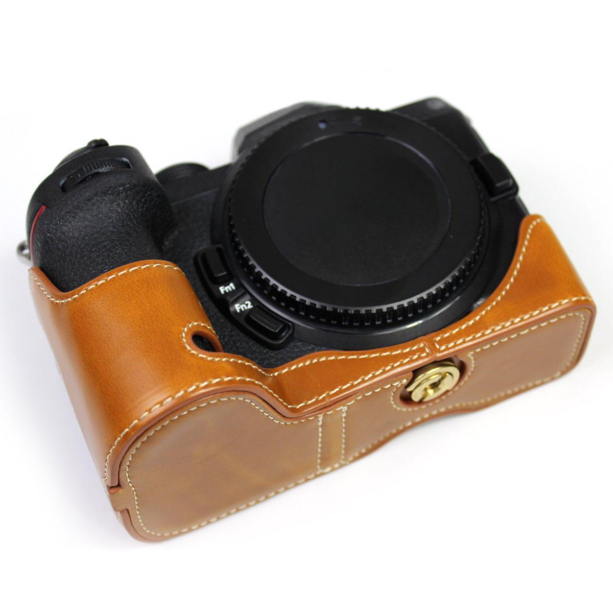 PU Leather Camera Protection Bottom Case Bag Half Body Cover with Battery Opening for Nikon Z5/Z6/Z7/Z6II/Z62/Z7II/Z72 - Brown