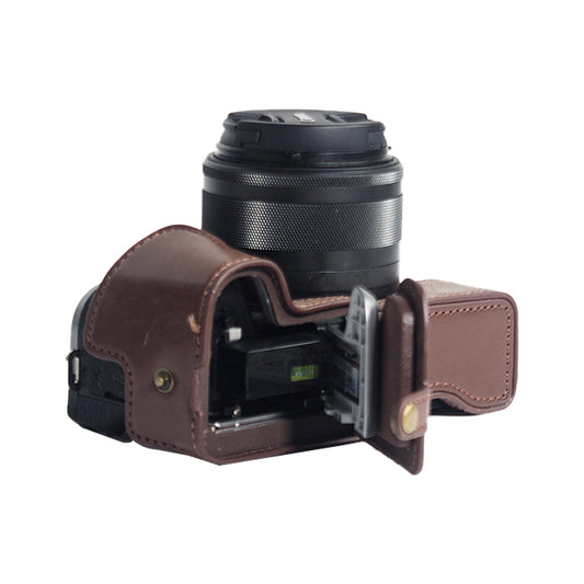 PU Leather Camera Protection Bottom Case Cover with Battery Opening for Canon EOS M6 Mark II - Coffee