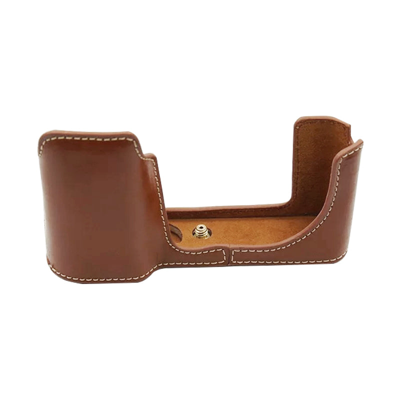 Camera Protection Bottom Case PU Leather Cover with Battery Opening for Leica T/TYP701 - Coffee