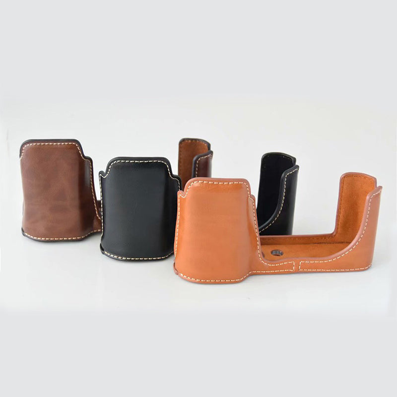 Camera Protection Bottom Case PU Leather Cover with Battery Opening for Leica T/TYP701 - Brown