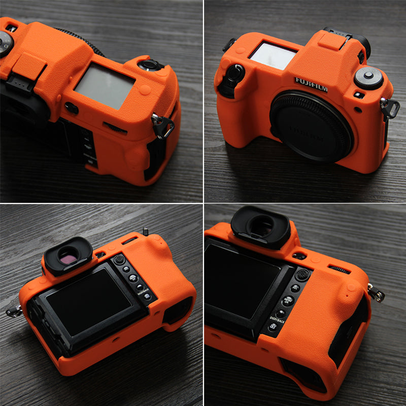 Soft Silicone Camera Case Protector SLR Camera Body Sleeve Cover for Fujifilm GFX 100S - Orange
