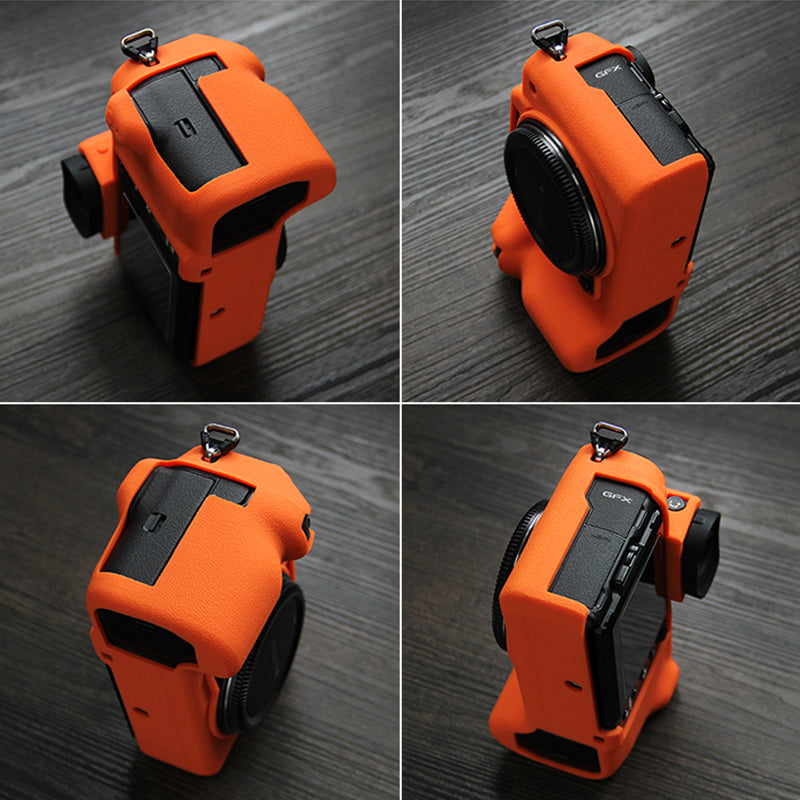 Soft Silicone Camera Case Protector SLR Camera Body Sleeve Cover for Fujifilm GFX 100S - Orange