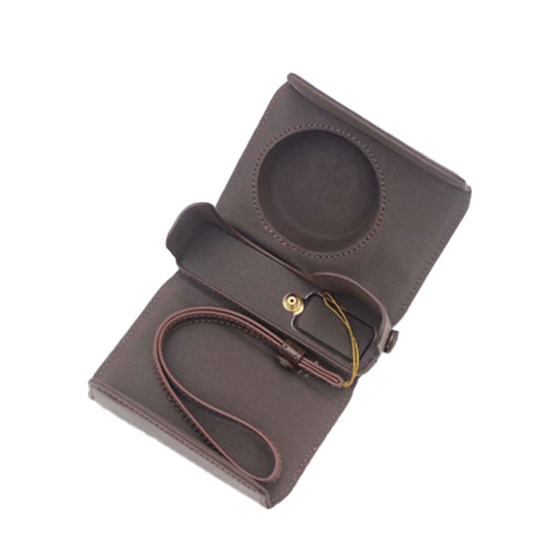 Detachable Battery Opening Design PU Leather Camera Bag Protective Cover with Hand Strap for Ricoh GR III - Coffee