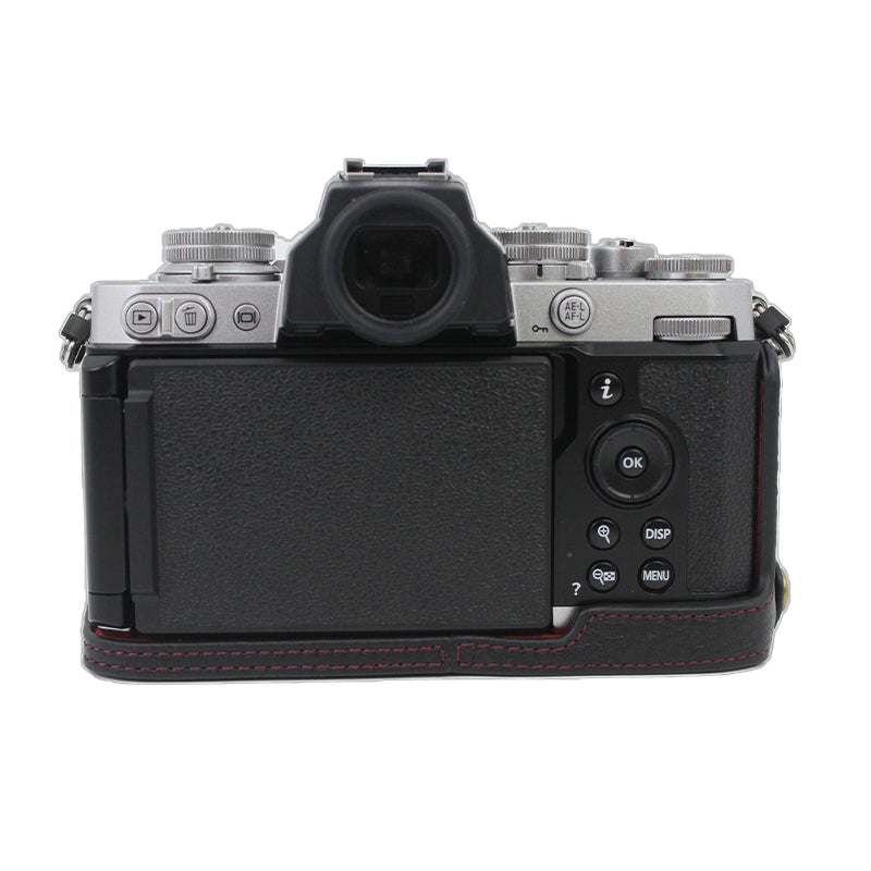 Genuine Leather Camera Bottom Case Protective Half Body Cover with Battery Opening for Nikon Z fc - Black