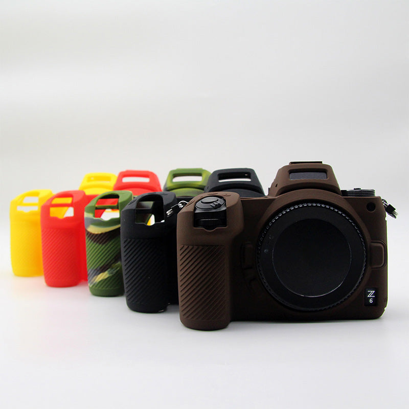 Shockproof Plain Texture Silicone Case Camera Protective Sleeve Cover for Nikon Z6/Z7 - Coffee