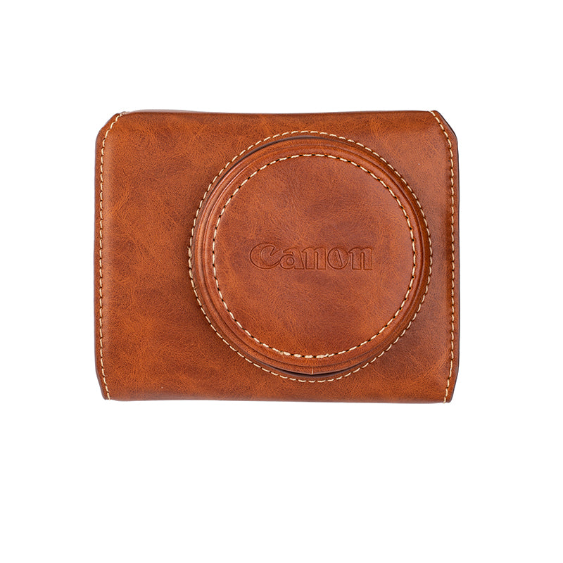 for Canon G7 X Mark III/G7 X Mark II Detachable PU Leather Camera Bag Battery Opening Design Protective Cover with Shoulder Strap - Crazy Horse Texture/Brown