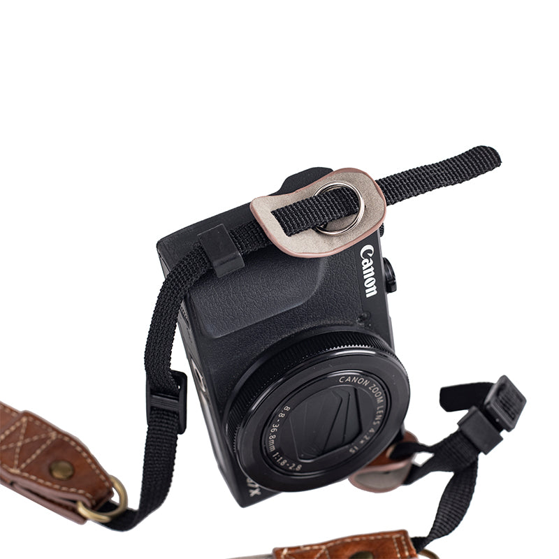 for Canon G7 X Mark III/G7 X Mark II Detachable PU Leather Camera Bag Battery Opening Design Protective Cover with Shoulder Strap - Buffalo Texture / Coffee