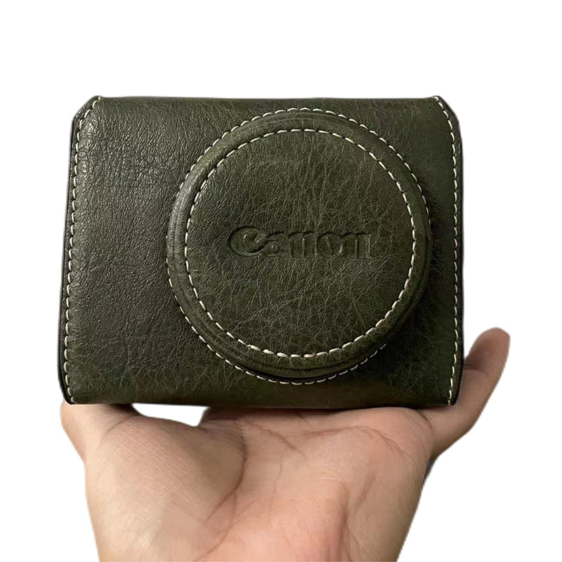 for Canon G7 X Mark III/G7 X Mark II Detachable PU Leather Camera Bag Battery Opening Design Protective Cover with Shoulder Strap - Buffalo Texture / Green