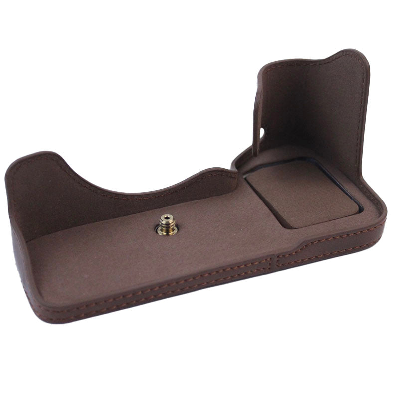 PU Leather Camera Bottom Case Protective Half Body Cover for Sony A7M4 / A1 / A7S III / A7S3 / A7R5 Camera - Coffee