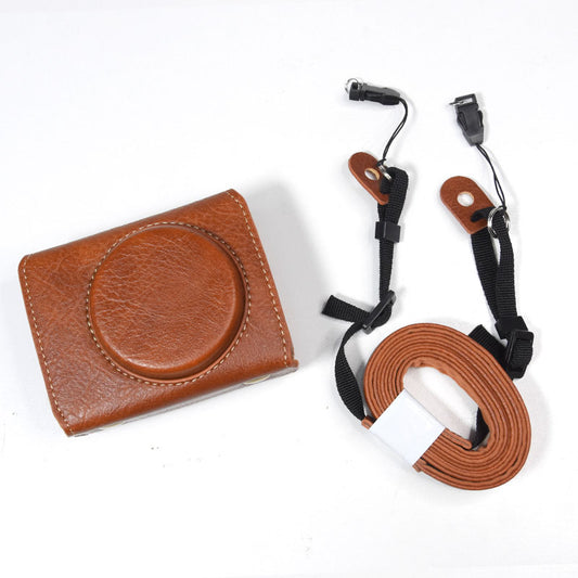 Detachable PU Leather Camera Case for Sony RX100M7/RX100M6/RX100M5/RX100M4/RX100M3/RX100M2 Portable Camera Carrying Case with Strap Magnetic Protective Bag - Brown