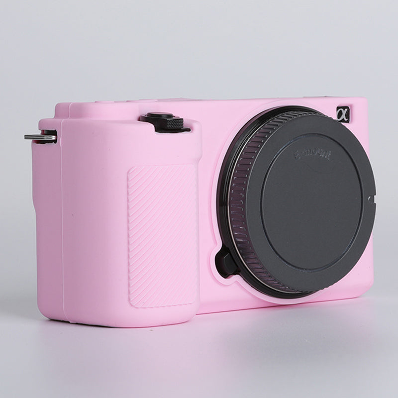 Uniqkart for Sony ZV-E10 ILDC Silicone Cover Anti-slip Dust-proof Anti-collision Silicone Camera Protective Cover - Pink