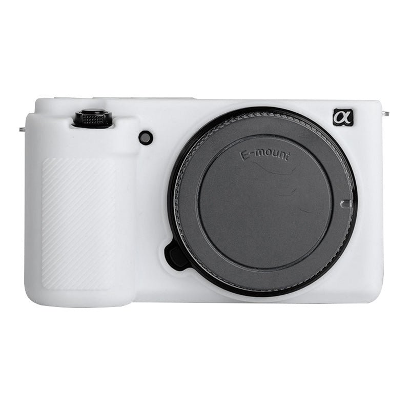 Uniqkart for Sony ZV-E10 ILDC Silicone Cover Anti-slip Dust-proof Anti-collision Silicone Camera Protective Cover - White