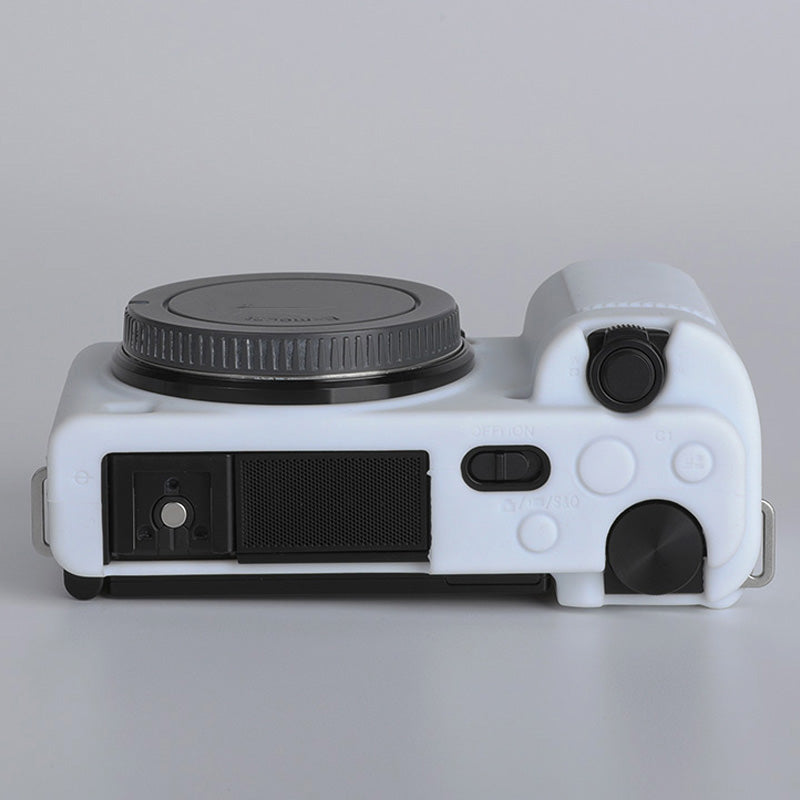 Uniqkart for Sony ZV-E10 ILDC Silicone Cover Anti-slip Dust-proof Anti-collision Silicone Camera Protective Cover - White