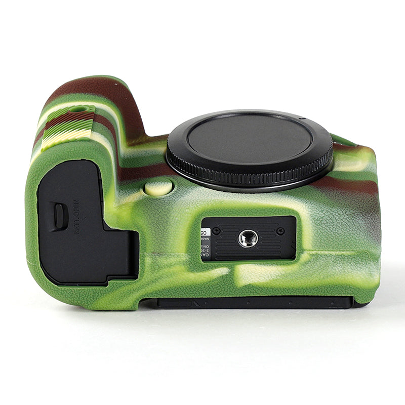Uniqkart for Canon EOS R6 Litchi Texture Silicone DSLR Camera Protective Cover Case - Camouflage