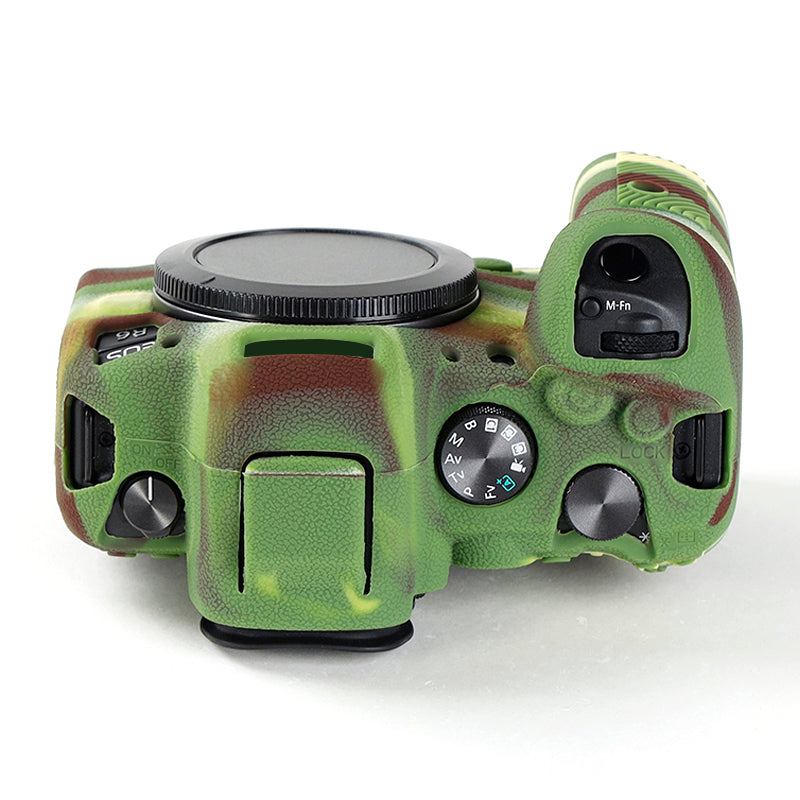 Uniqkart for Canon EOS R6 Litchi Texture Silicone DSLR Camera Protective Cover Case - Camouflage