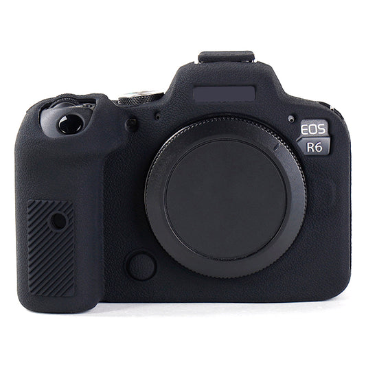 Uniqkart for Canon EOS R6 Litchi Texture Silicone DSLR Camera Protective Cover Case - Black