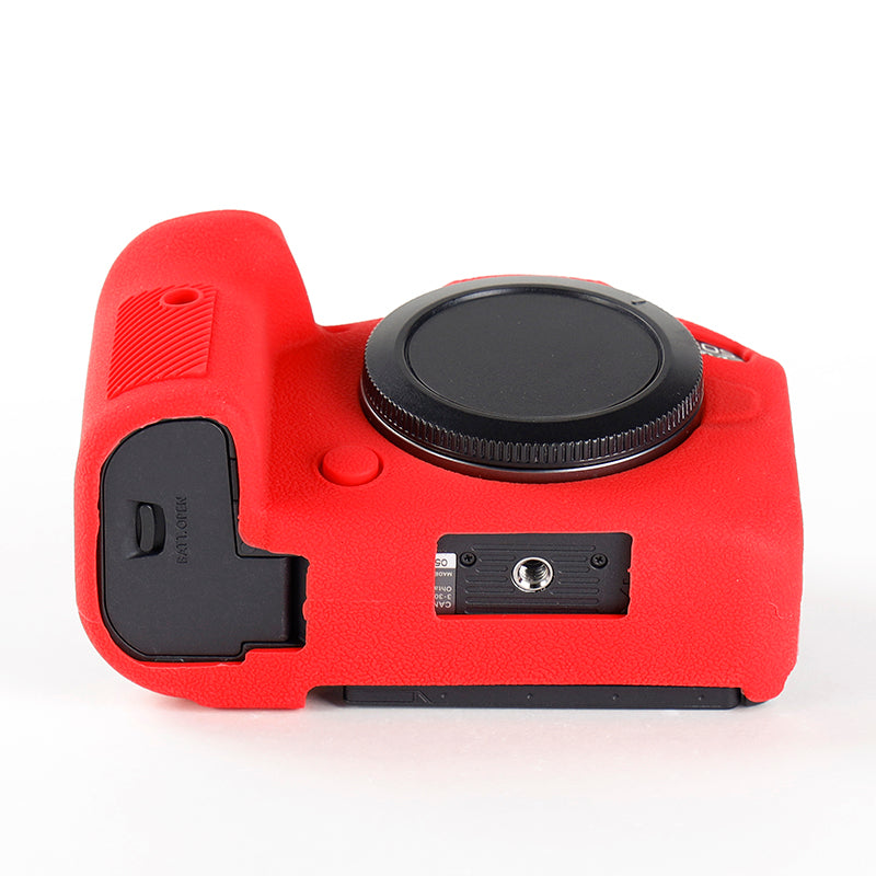 Uniqkart for Canon EOS R6 Litchi Texture Silicone DSLR Camera Protective Cover Case - Red