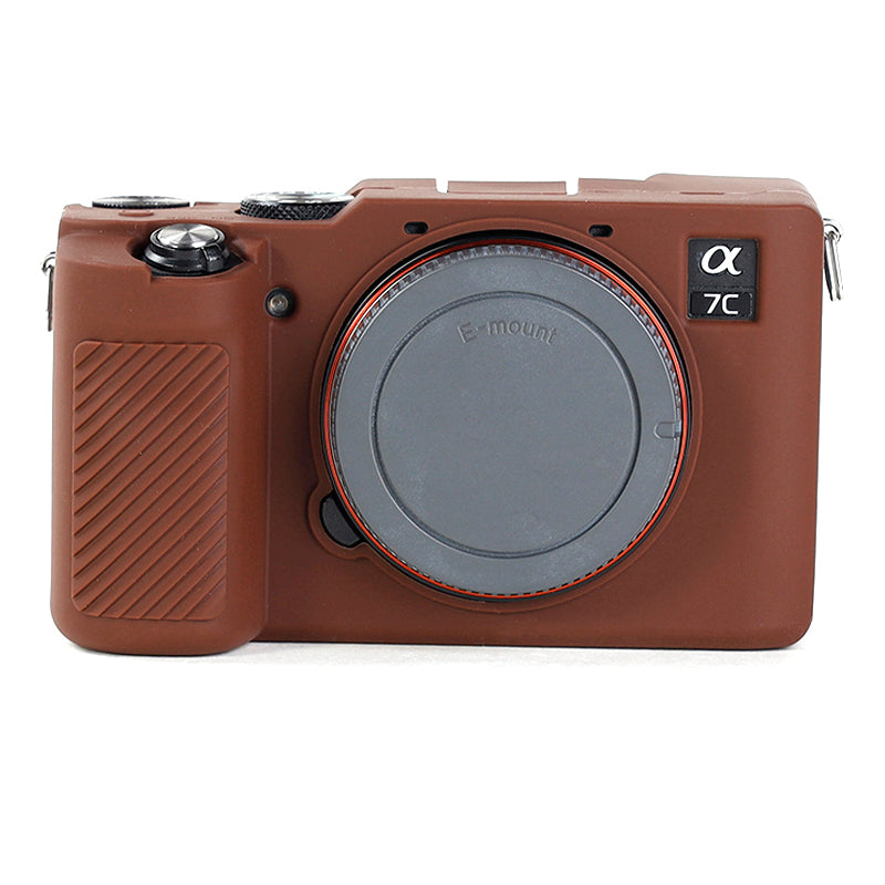 Uniqkart for Sony A7C Anti-slip Dust-proof Anti-collision Silicone ILDC Camera Protective Cover Case - Coffee