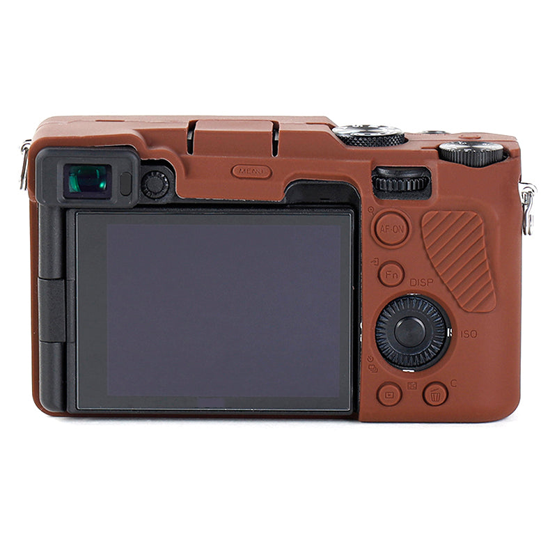 Uniqkart for Sony A7C Anti-slip Dust-proof Anti-collision Silicone ILDC Camera Protective Cover Case - Coffee