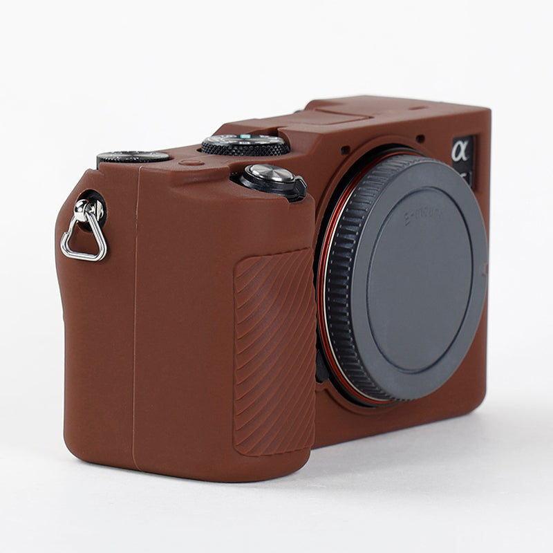 Uniqkart for Sony A7C Anti-slip Dust-proof Anti-collision Silicone ILDC Camera Protective Cover Case - Coffee