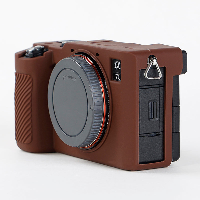 Uniqkart for Sony A7C Anti-slip Dust-proof Anti-collision Silicone ILDC Camera Protective Cover Case - Coffee