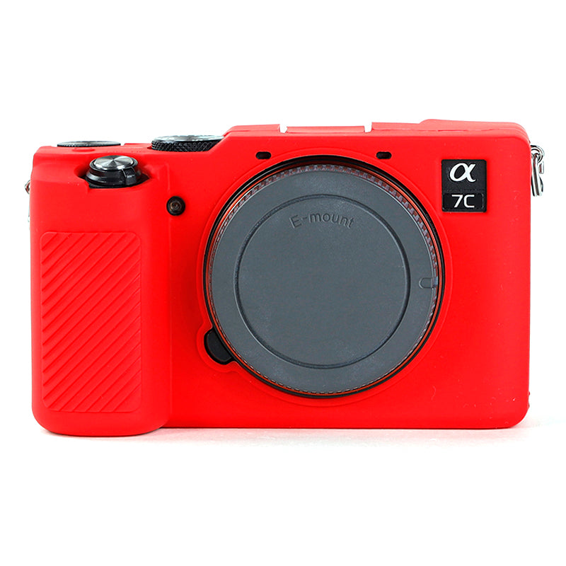 Uniqkart for Sony A7C Anti-slip Dust-proof Anti-collision Silicone ILDC Camera Protective Cover Case - Red