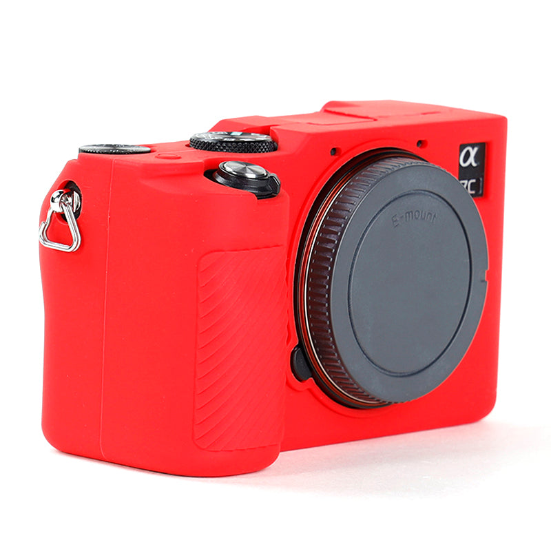 Uniqkart for Sony A7C Anti-slip Dust-proof Anti-collision Silicone ILDC Camera Protective Cover Case - Red