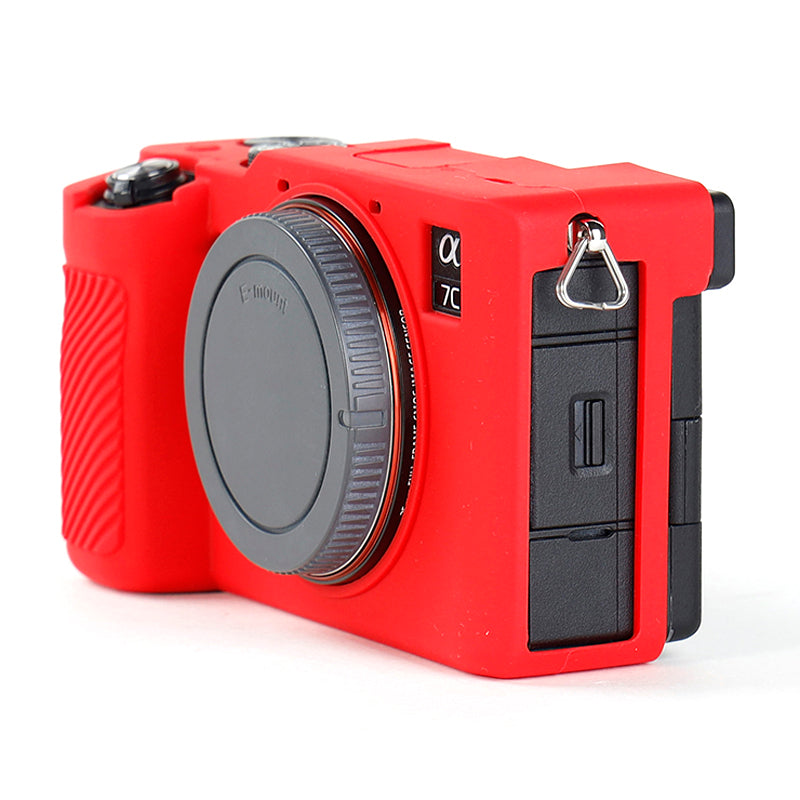 Uniqkart for Sony A7C Anti-slip Dust-proof Anti-collision Silicone ILDC Camera Protective Cover Case - Red