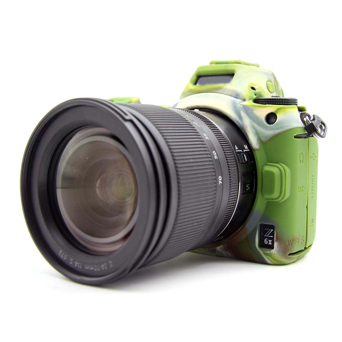 Uniqkart for Nikon Z6II Z7II Z5 SLR Camera Anti-drop Silicone Case Plain Protective Cover - Camouflage Green