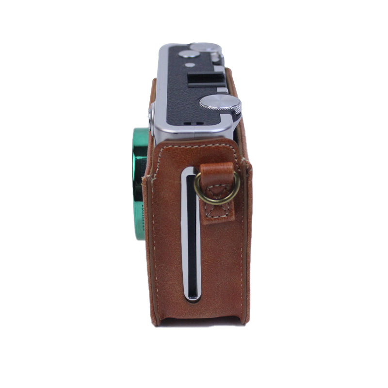 Uniqkart for Fujifilm Instax Mini Evo Horizontal Vintage PU Leather Camera Case Camera Bag with Shoulder Strap - Brown