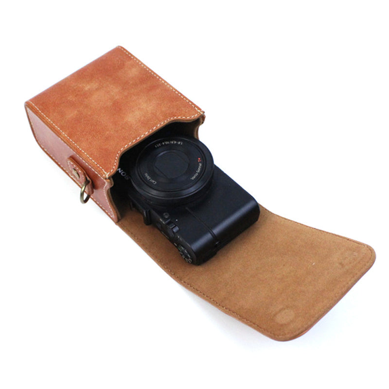 Retro Camera Cover for Sony ZV-1 Multifunction Vertical Style Protective Cover Shoulder Bag Camera Accessories - Brown