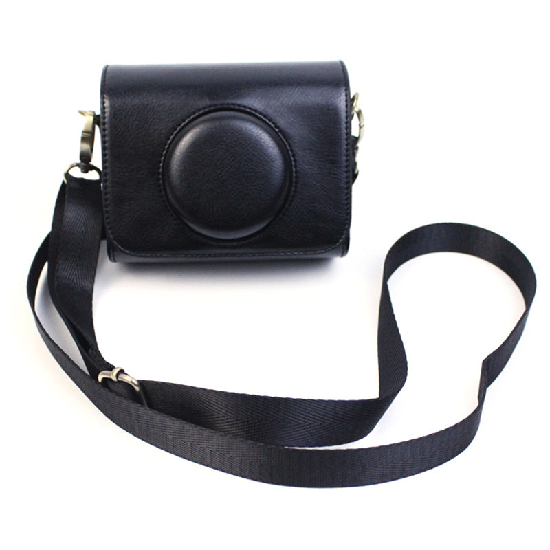 PU Leather Camera Bag for Sony ZV-1 Camera Shoulder Bag Horizontal Style Protective Cover - Black