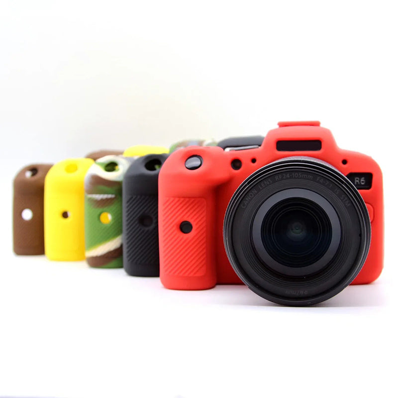 Uniqkart for Canon EOS R6 Anti-scratch Digital Camera Soft Silicone Textured Surface Case Portable Protective Sleeve - Red