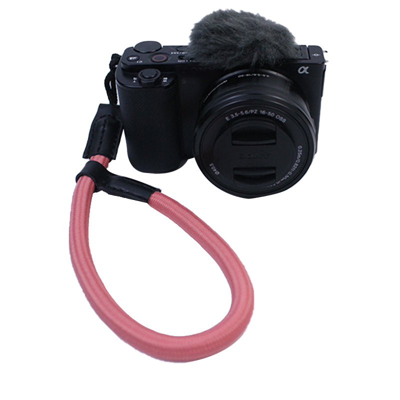 Uniqkart for Sony A7R III/A7M4/Canon EOS R5/R6/200D/850D Nylon DSLR Camera Wrist Strap Hand Grip - Pink