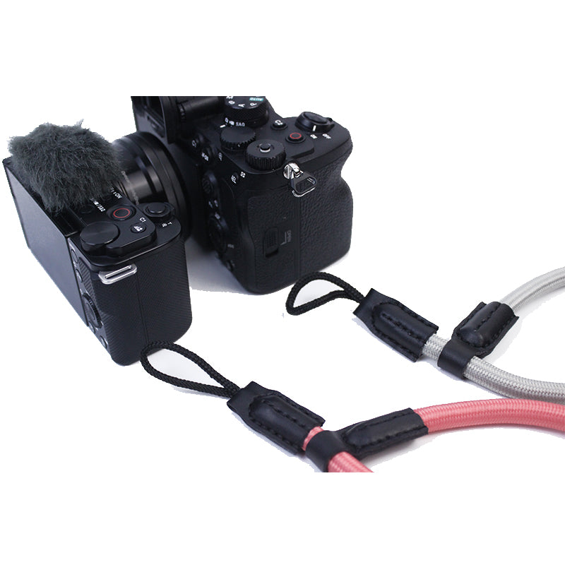 Uniqkart for Sony A7R III/A7M4/Canon EOS R5/R6/200D/850D Nylon DSLR Camera Wrist Strap Hand Grip - Pink