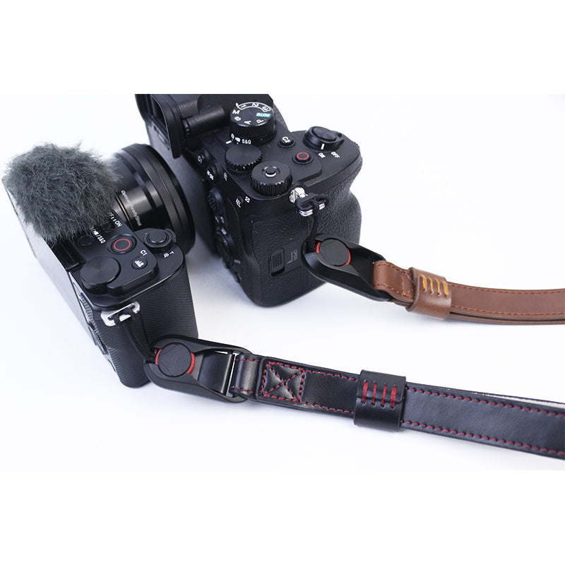 Uniqkart for Fujifilm XT4 XS10 Sony A7M4 A7r3 Quick Release Carrying Rope PU Leather Camera Hanging Strap - Coffee