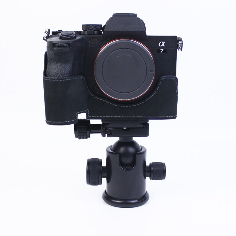 Uniqkart for Sony A7M4/A7S3/A1 Convenient Detachable Camera Bottom Case Protective Half Body Cover Holder - Black