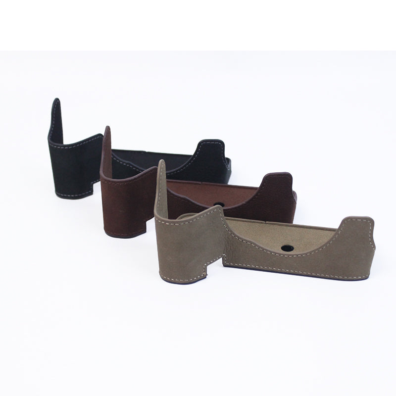 Uniqkart for Sony A7M4/A7S3/A1 Convenient Detachable Camera Bottom Case Protective Half Body Cover Holder - Coffee