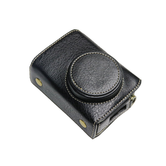 Uniqkart for RICOH GR III /GR3 / GR IIIx / GR3X Retro Texture PU Leather Camera Case Shoulder Bag Protection Battery Replacement Cover - Black