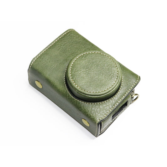 Uniqkart for RICOH GR III /GR3 / GR IIIx / GR3X Retro Texture PU Leather Camera Case Shoulder Bag Protection Battery Replacement Cover - Green