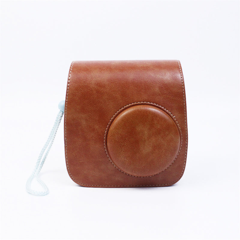Instant Camera Case for Fujifilm Instax mini 7+, PU Leather Bag with Shoulder Strap - Brown