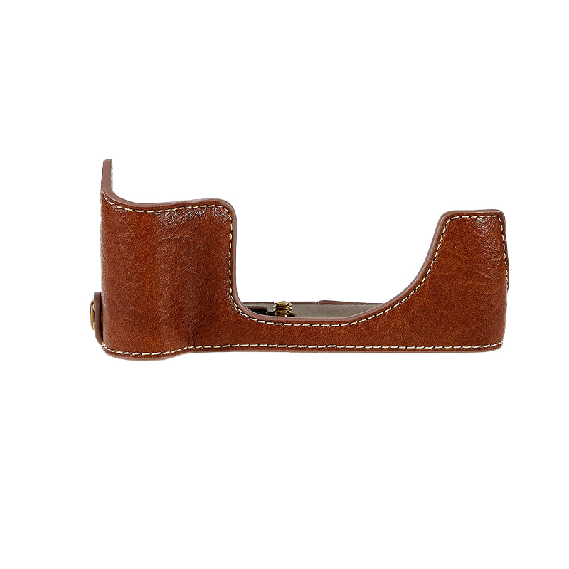 Uniqkart for Fujifilm X-T200/XT200 Stylish Textured Leather Detachable Camera Bottom Case Protective Half Body Cover Holder - Brown