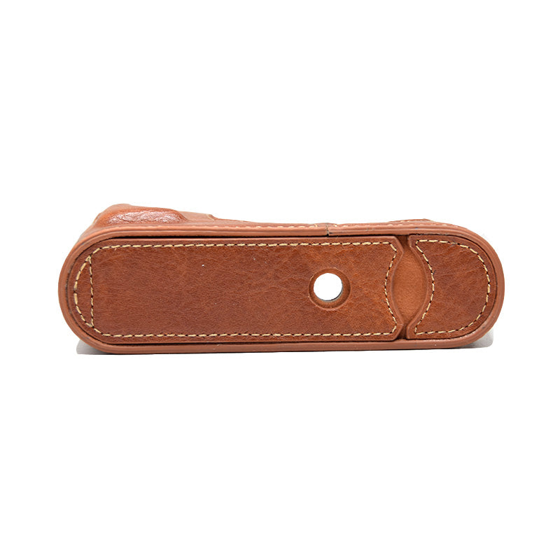 Uniqkart for Leica Q Detachable Textures Leather Camera Bottom Case Protective Half Body Cover Holder - Brown