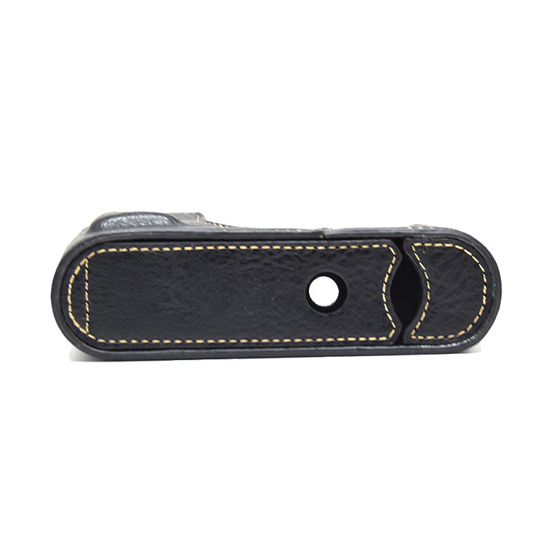 Uniqkart for Leica Q Detachable Textures Leather Camera Bottom Case Protective Half Body Cover Holder - Black
